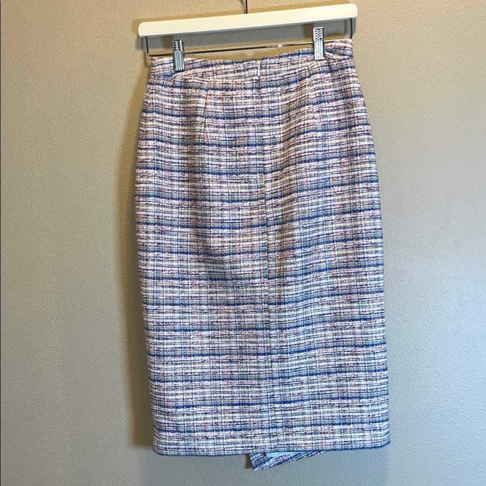 Halogen Women’s Pencil Midi Skirt in White and Blue SZ 0 - Picture 5 of 9